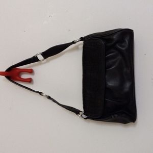 PERLINA Leather Shoulder Bag Purse Black